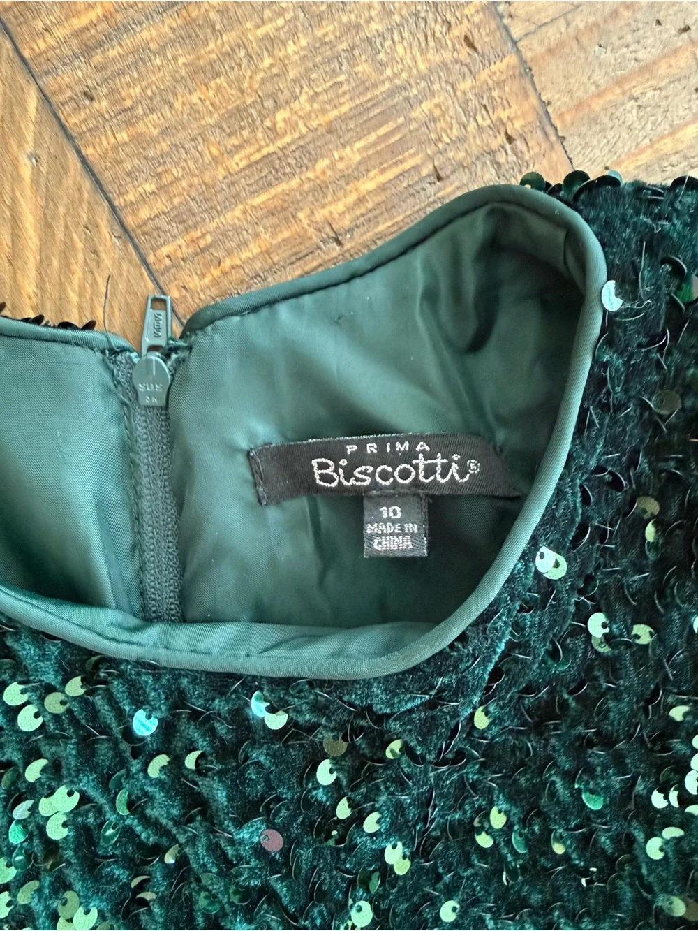 Biscotti Girls' Dark Green Sequin Velvet Party Dress